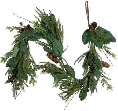 6' Mixed Foliage with Pine Cones and Berries Christmas Garland  Unlit