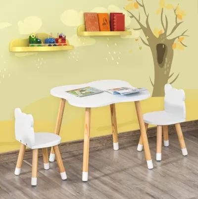 Grey Kids' Activity Center: Wooden Table & Chair Set for Ages 3+