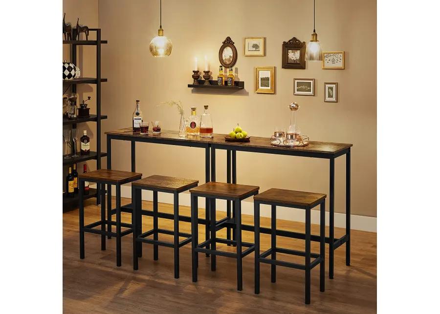 Dining Table and Chairs Set - Bar Height Table with 2 Matching Stools