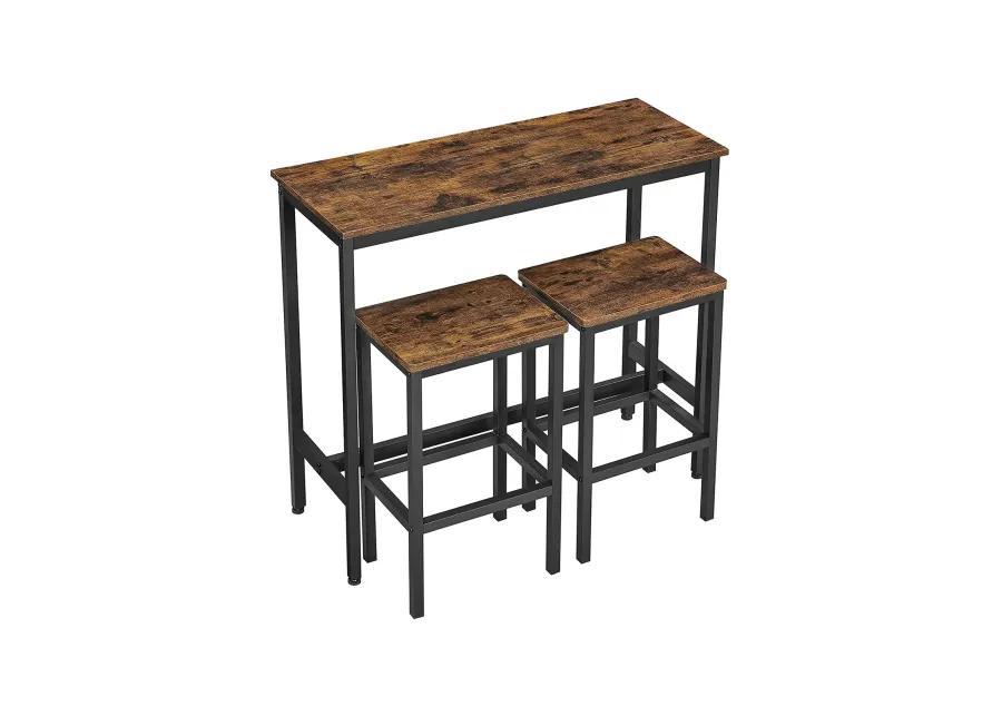 Dining Table and Chairs Set - Bar Height Table with 2 Matching Stools