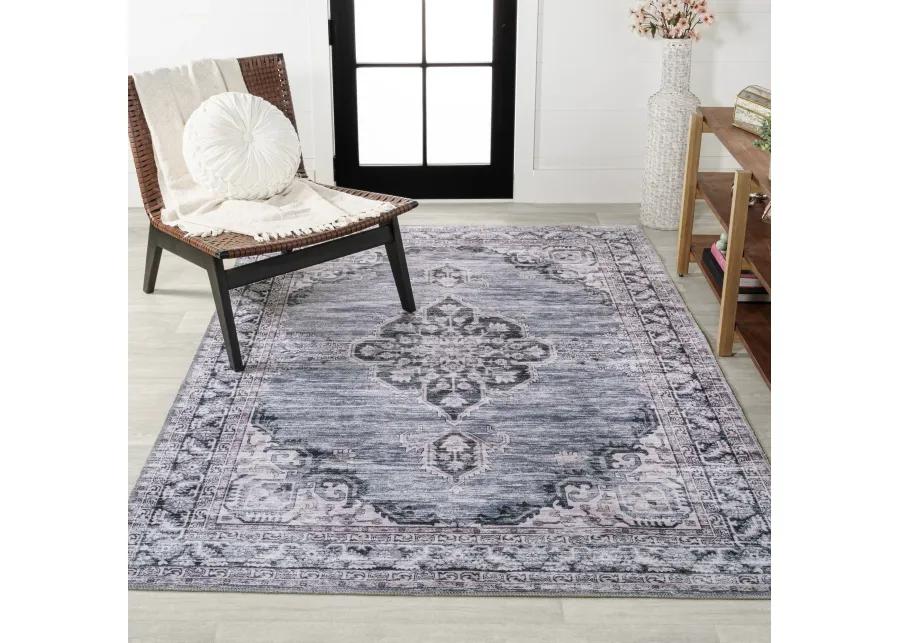 Wincer Chenille Cottage Medallion Machine-Washable Area Rug