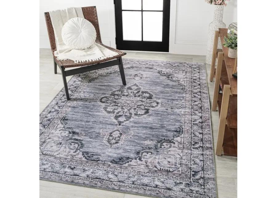 Wincer Chenille Cottage Medallion Machine-Washable Area Rug