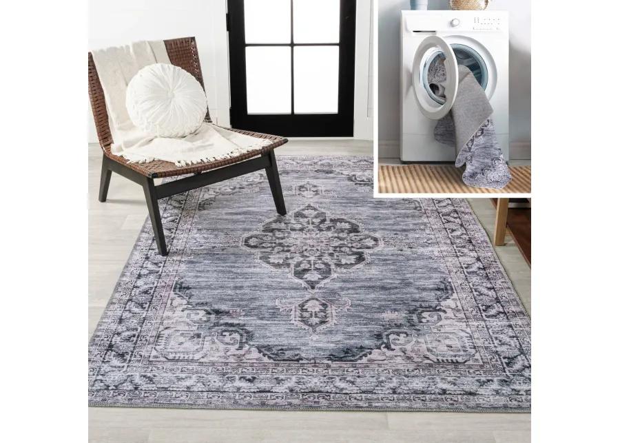 Wincer Chenille Cottage Medallion Machine-Washable Area Rug