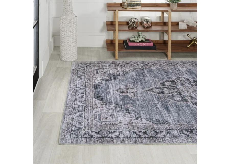 Wincer Chenille Cottage Medallion Machine-Washable Area Rug