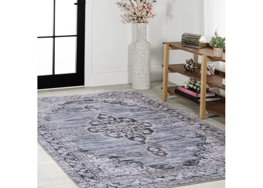 Wincer Chenille Cottage Medallion Machine-Washable Area Rug