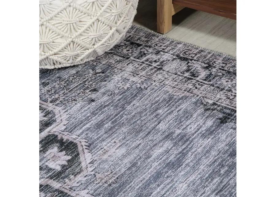 Wincer Chenille Cottage Medallion Machine-Washable Area Rug