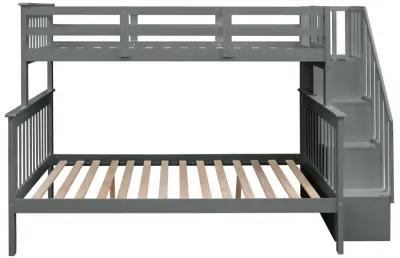 Merax Stairway Twin-Over-Full Bunk Bed with Storage and Guard Rail