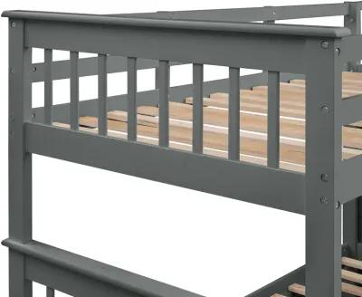 Merax Stairway Twin-Over-Full Bunk Bed with Storage and Guard Rail