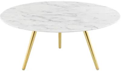 Modway Lippa 36" Round Artificial Marble Coffee Table with Tripod Top, Gold Base