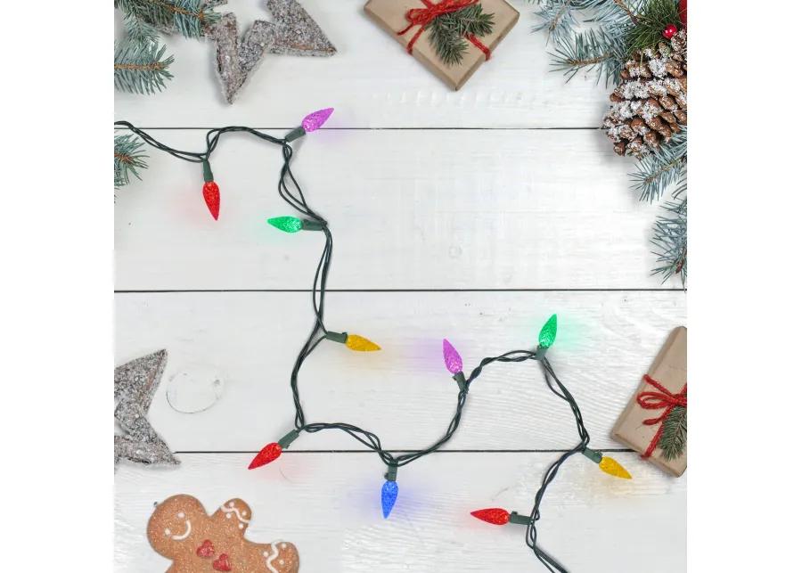 200 Count Multi-Color LED Faceted C6 Christmas Lights - Green Wire