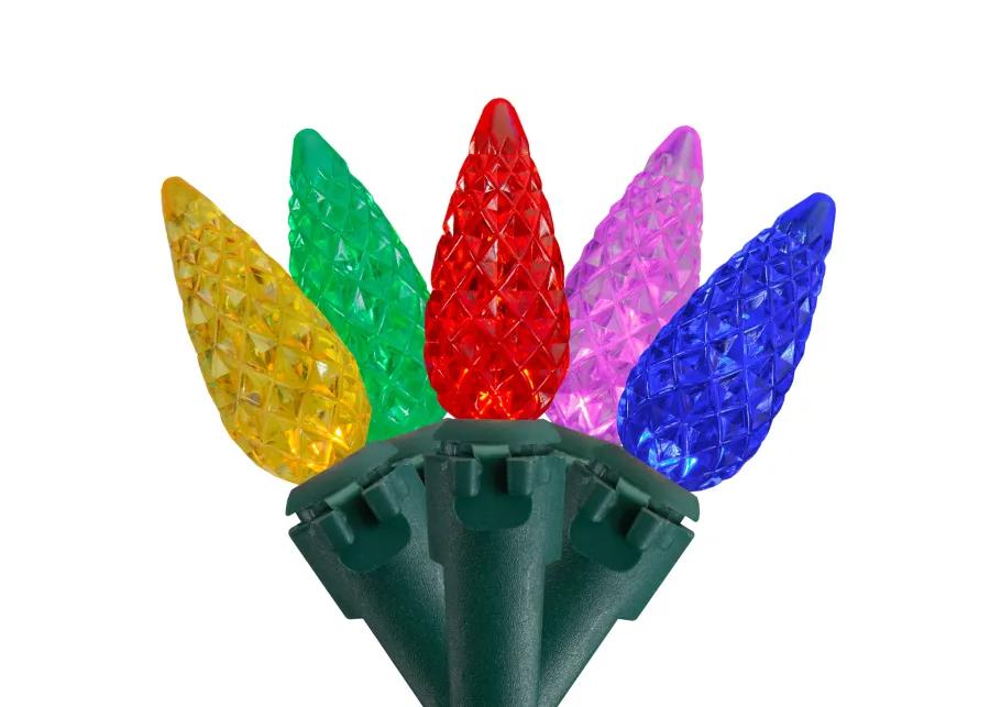 200 Count Multi-Color LED Faceted C6 Christmas Lights - Green Wire