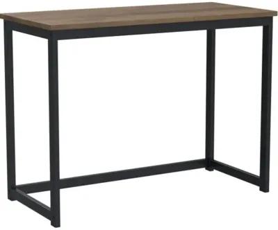 Hivvago Small Home Office Modern Laptop Computer Desk Table Metal Frame Brown Wood Top