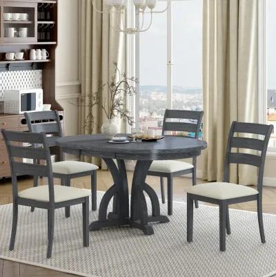 Merax Farmhouse Round Dining Table Set with Pedestal Legs