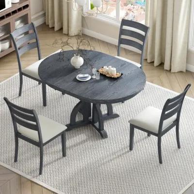 Merax Farmhouse Round Dining Table Set with Pedestal Legs