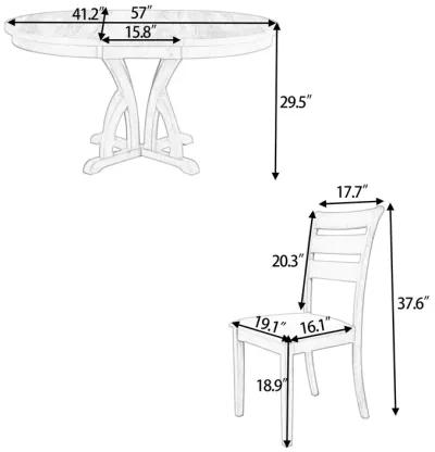 Merax Farmhouse Round Dining Table Set with Pedestal Legs