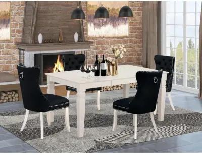 5 Piece Dining Room Set Contains a Rectangle Wooden Table with Butterfly Leaf