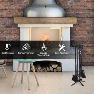 5 Pieces Fireplace Iron Standing Tools Set