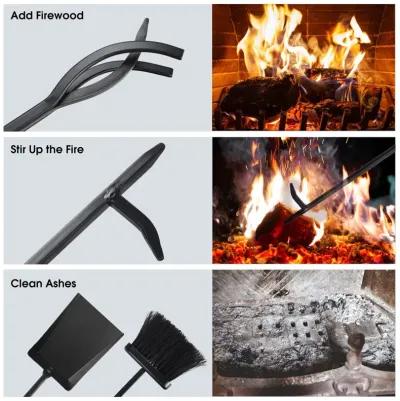 5 Pieces Fireplace Iron Standing Tools Set