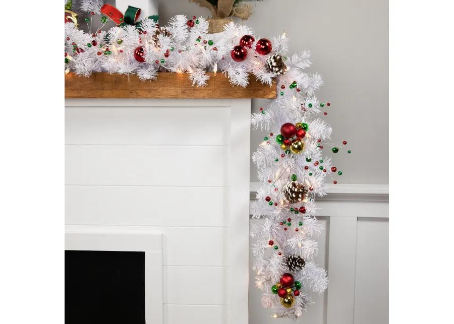 9' x 10" Pre-lit White Mixed Pine Artificial Christmas Garland - Clear Lights