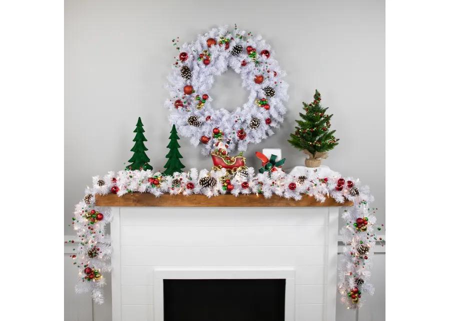 9' x 10" Pre-lit White Mixed Pine Artificial Christmas Garland - Clear Lights