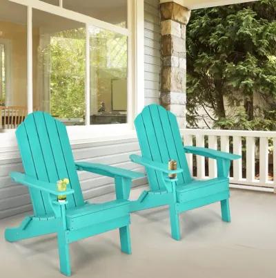 Foldable Weather Resistant Patio Chair with Built-in Cup Holder