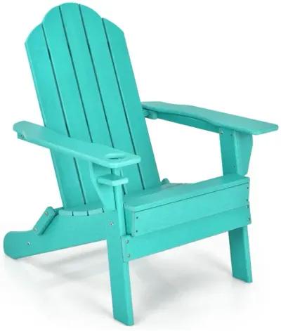 Foldable Weather Resistant Patio Chair with Built-in Cup Holder