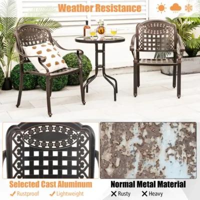 Hivvago Set of 2 Cast Aluminum Patio Chairs with Armrests