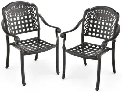 Hivvago Set of 2 Cast Aluminum Patio Chairs with Armrests