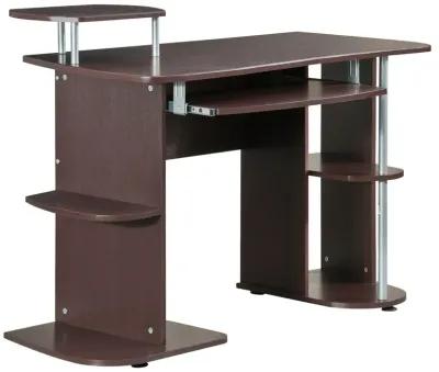 Complete Computer Workstation Desk With Storage, Chocolate