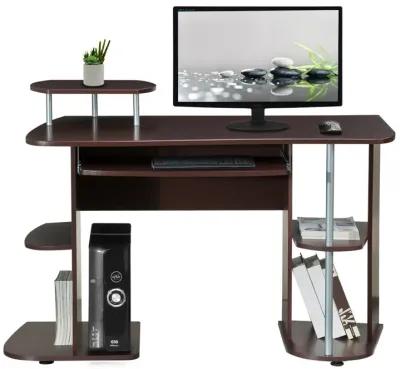 Complete Computer Workstation Desk With Storage, Chocolate