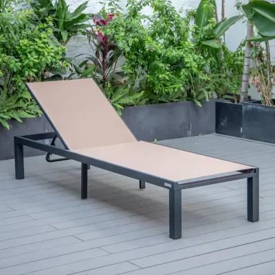 LeisureMod Marlin Patio Chaise Lounge Chair With Black Aluminum Frame