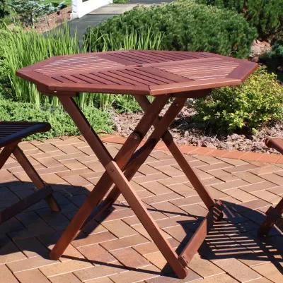 Sunnydaze 35.5 in Meranti Wood Folding Octagon Patio Dining Table