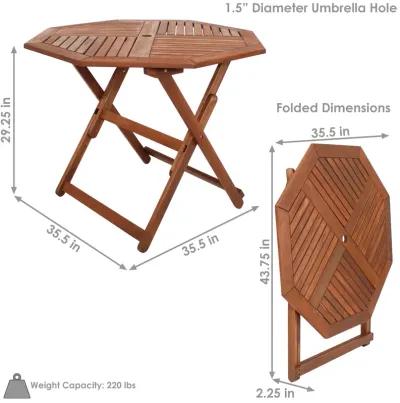 Sunnydaze 35.5 in Meranti Wood Folding Octagon Patio Dining Table