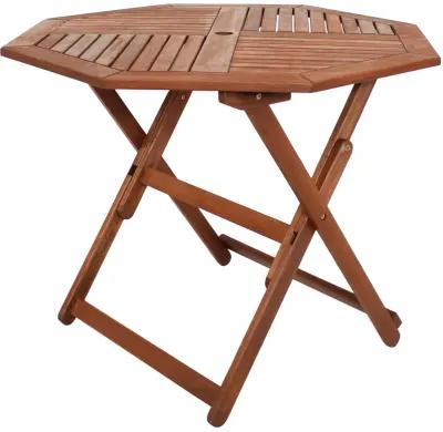 Sunnydaze 35.5 in Meranti Wood Folding Octagon Patio Dining Table