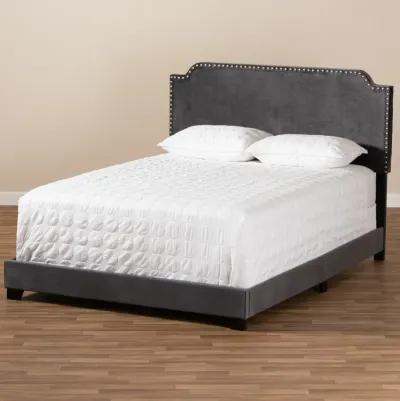 Baxton Studio Darcy Luxe and Glamour Dark Grey Velvet Upholstered King Size Bed