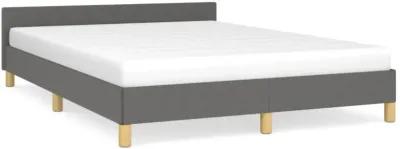 vidaXL Full Fabric Bed Frame with Headboard - Dark Gray Double Bed, 100% Polyester Material & Engineered Wood, Modern Bedroom Furniture, 53.9"x74.8" Sleep Area