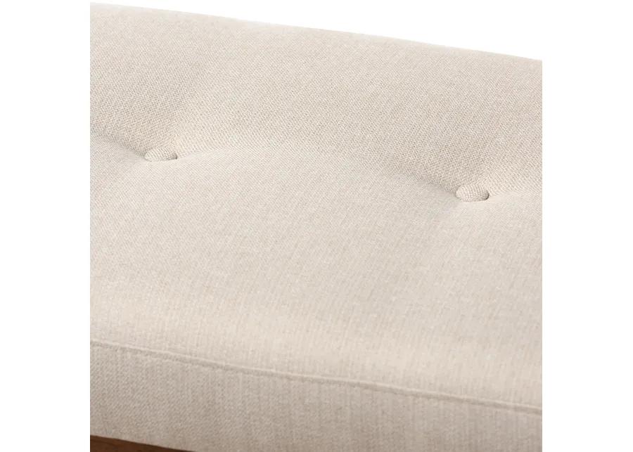 Baxton Studio Caramay Modern and Contemporary Light Beige Fabric Upholstered Walnut Brown Finished Wood Bench