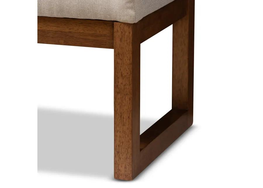 Baxton Studio Caramay Modern and Contemporary Light Beige Fabric Upholstered Walnut Brown Finished Wood Bench