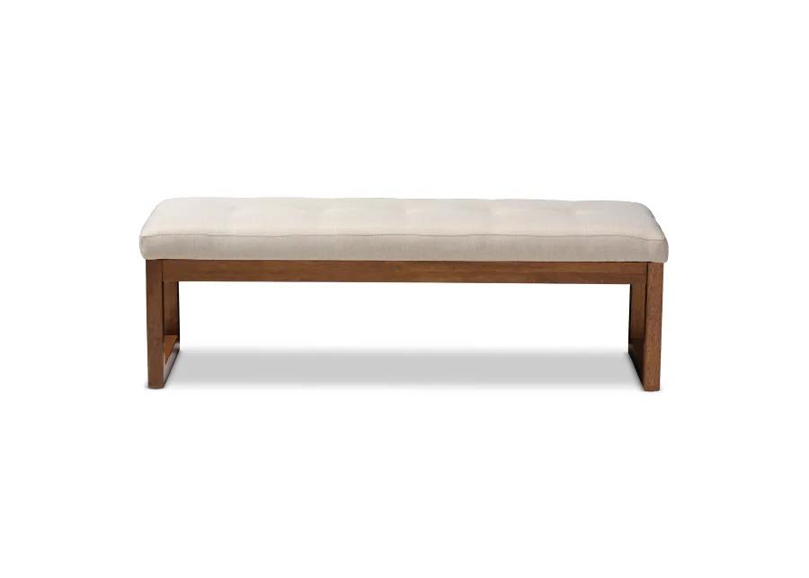 Baxton Studio Caramay Modern and Contemporary Light Beige Fabric Upholstered Walnut Brown Finished Wood Bench