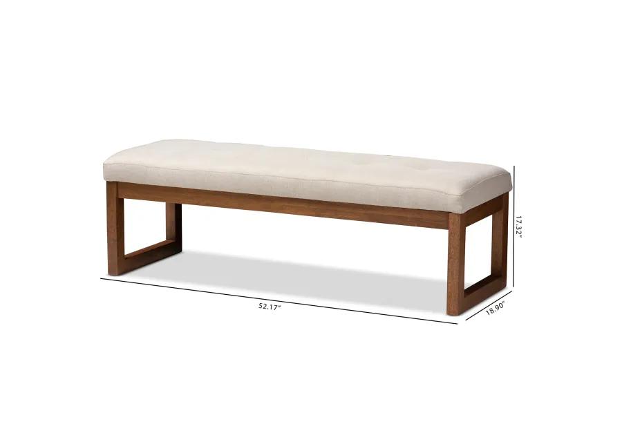 Baxton Studio Caramay Modern and Contemporary Light Beige Fabric Upholstered Walnut Brown Finished Wood Bench