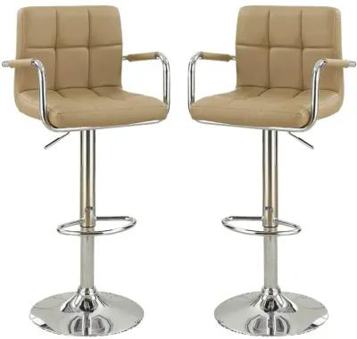 Set of 2 Brown Faux Leather Barstool Chairs