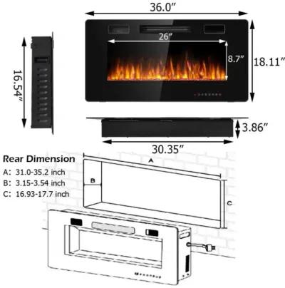 Hivvago 36 Inch Ultra Thin Wall Mounted Electric Fireplace