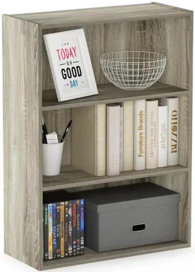 Furinno Pasir 3 Tier Open Shelf Bookcase, French Oak Grey