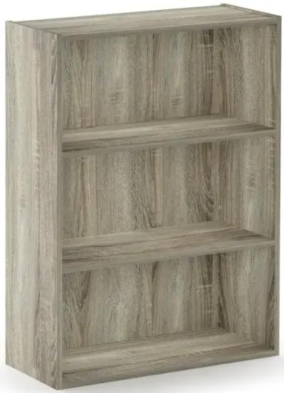 Furinno Pasir 3 Tier Open Shelf Bookcase, French Oak Grey