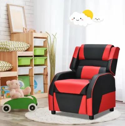 Hivvago Kids Youth PU Leather Gaming Sofa Recliner with Headrest and Footrest