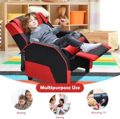 Hivvago Kids Youth PU Leather Gaming Sofa Recliner with Headrest and Footrest