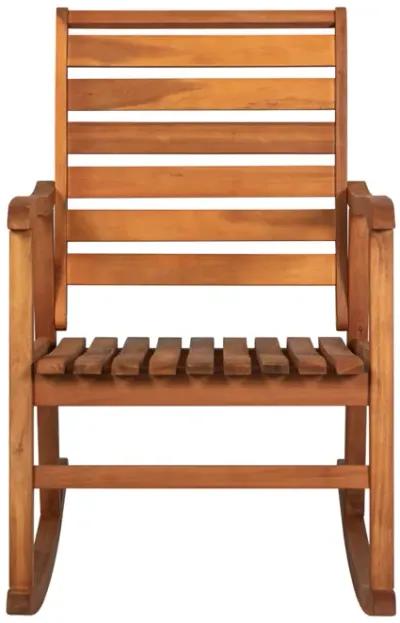 Carey Modern Slat Back Acacia Wood Patio Outdoor Rocking Chair