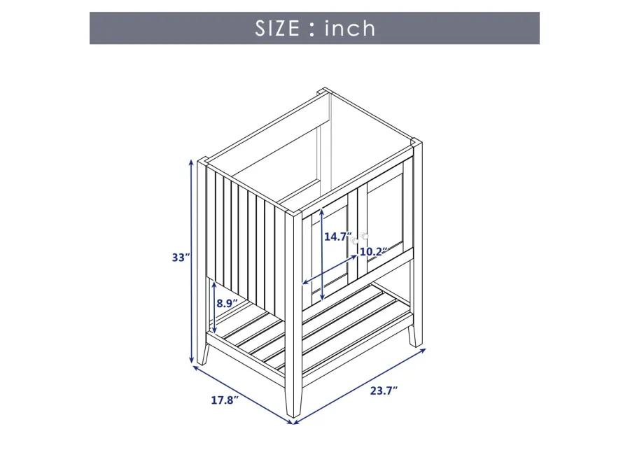 24" Bathroom Vanity Base Only, Solid Wood Frame, Bathroom Storage Cabinet With Doors And Open Shelf