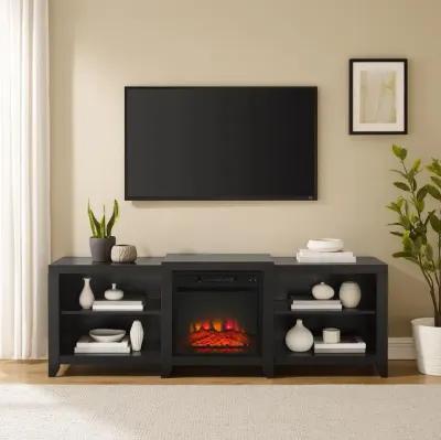 Ronin 69" Low Profile Tv Stand W/Fireplace Black