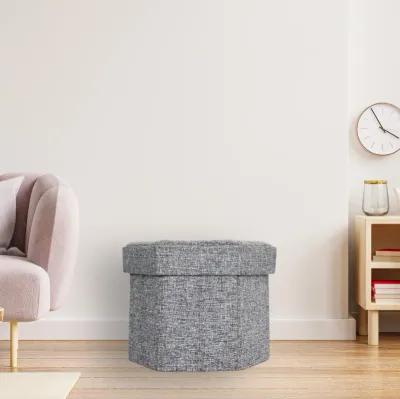 Medium Decorative Grey Foldable Hexagon Ottoman for Living Room, Bedroom, Dining, Playroom or Office